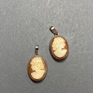 Vintage cameo style sterling silver pendants
